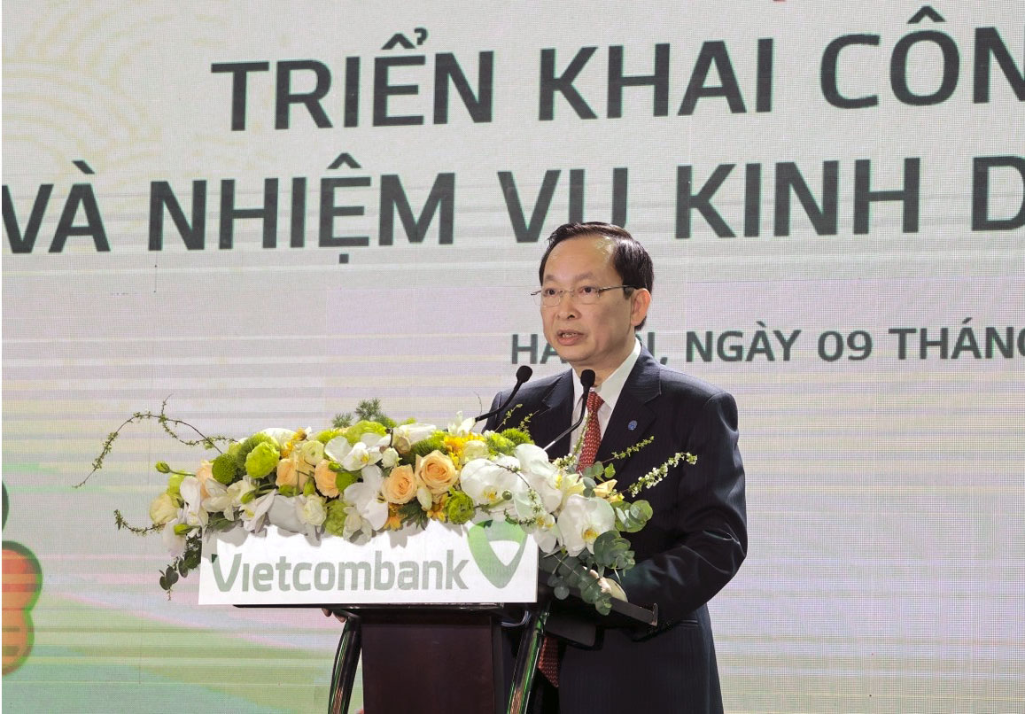 Phó thống đốc Thường trực NHNN Việt Nam đồng chí Đào Minh Tú phát biểu tại hội nghị