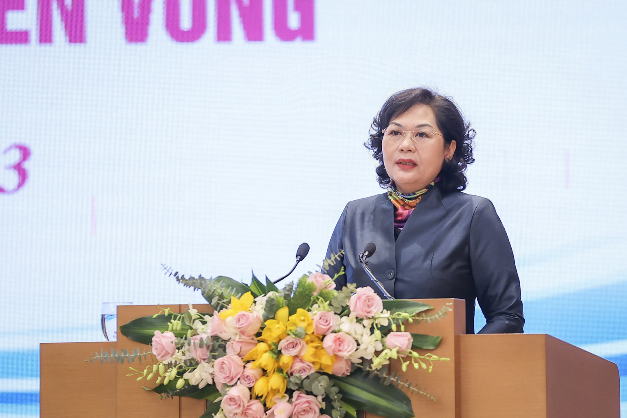 Thống đốc NHNN Nguyễn Thị Hồng phát biểu tại Hội nghị (Ảnh: Dương Giang)