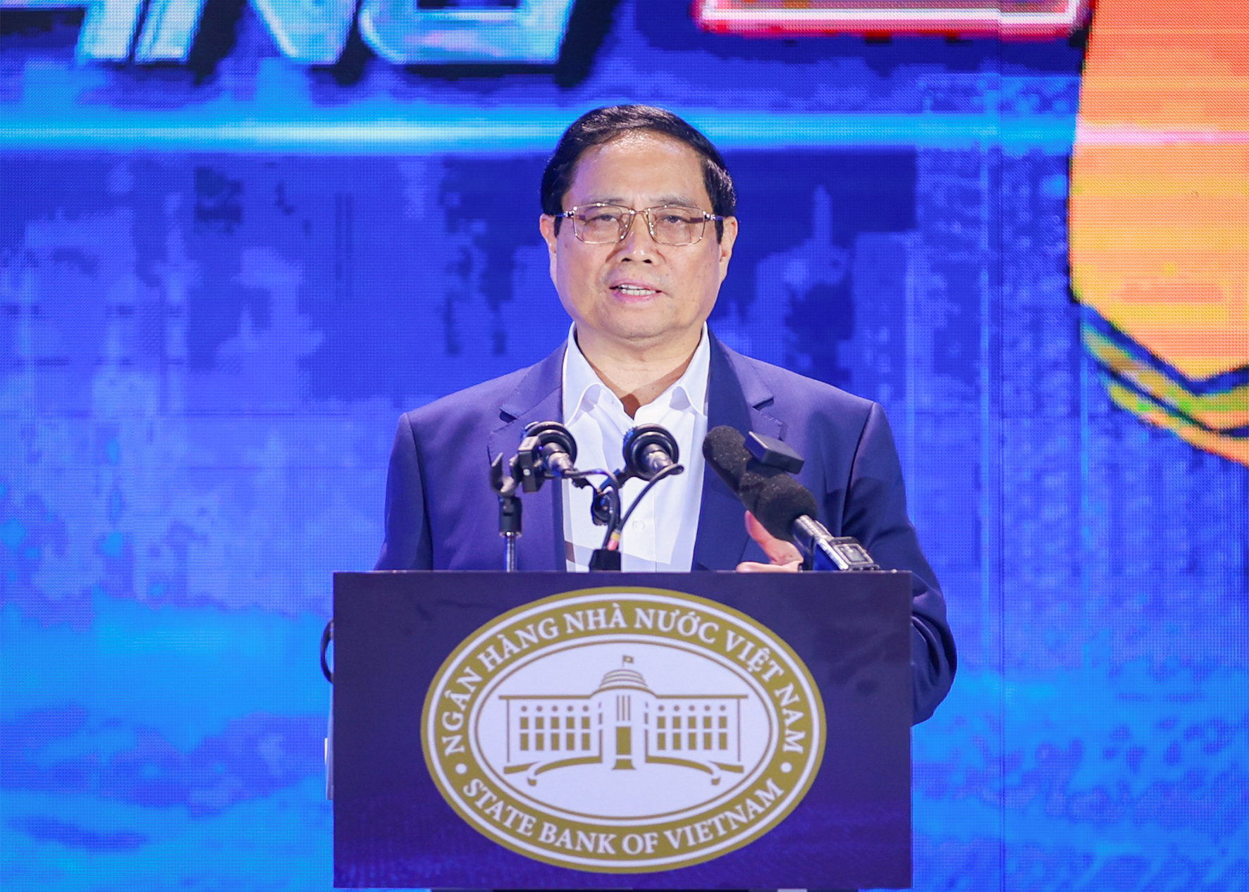 Thủ tướng Phạm Minh Chính phát biểu tại sự kiện Ngày chuyển đổi số ngành Ngân hàng 2024